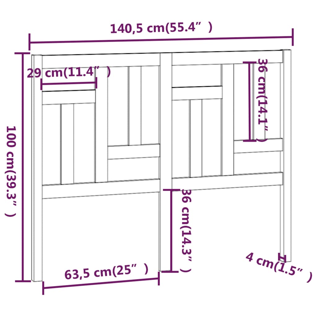 Sengegavl 140,5x4x100 cm heltre furu