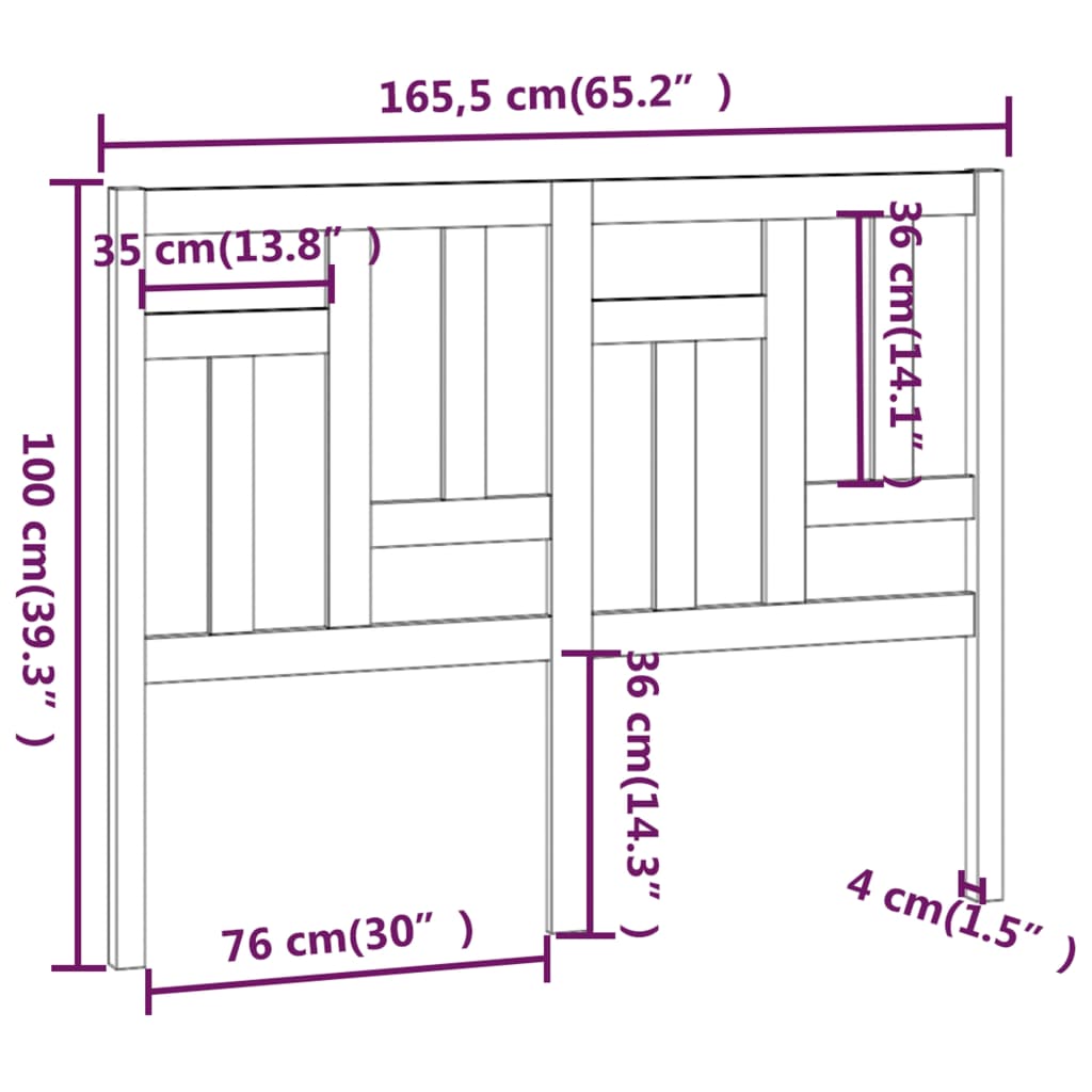 Sengegavl 165,5x4x100 cm heltre furu