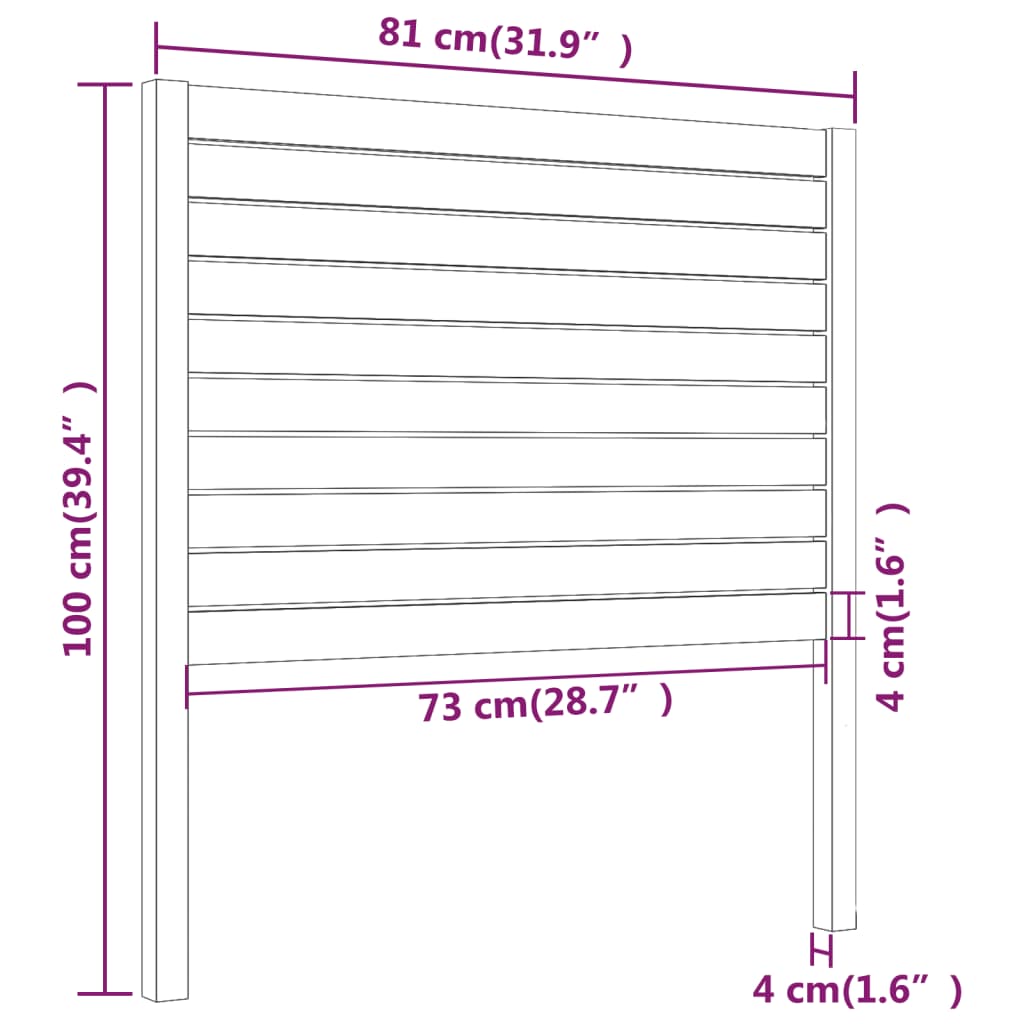 Sengegavl hvit 81x4x100 cm heltre furu