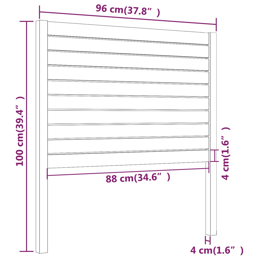 Sengegavl hvit 96x4x100 cm heltre furu