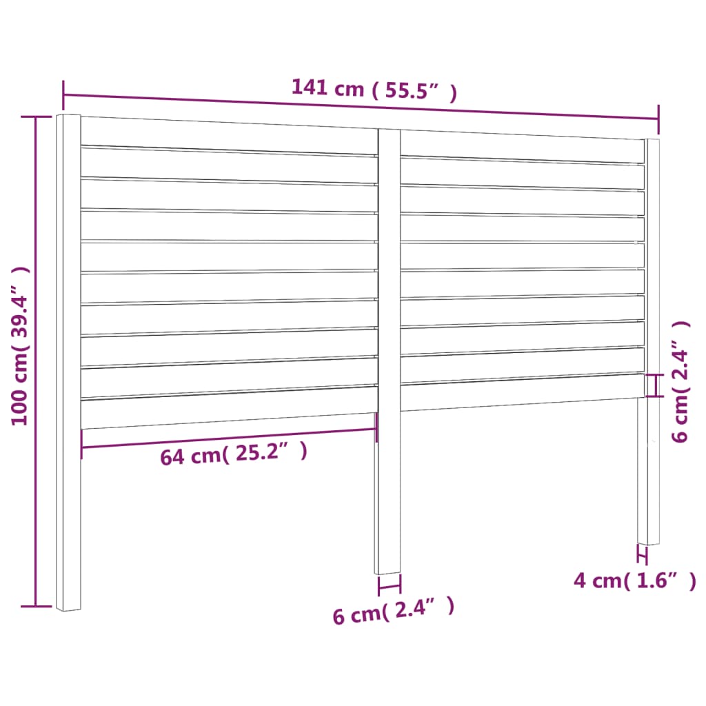 Sengegavl 141x4x100 cm heltre furu