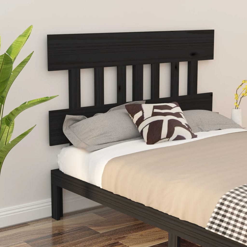 Sengegavl svart 183,5x3x81 cm heltre furu