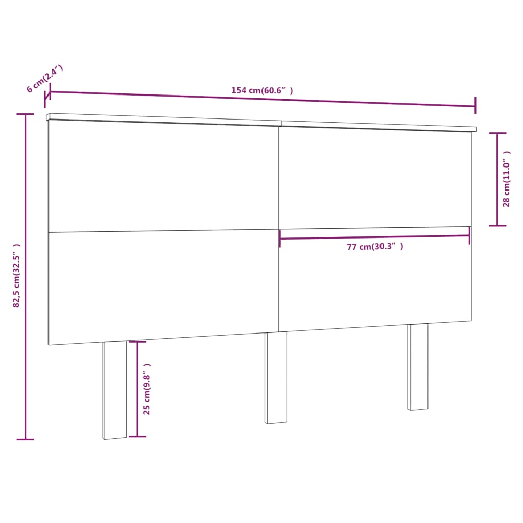 Sengegavl 154x6x82,5 cm heltre furu