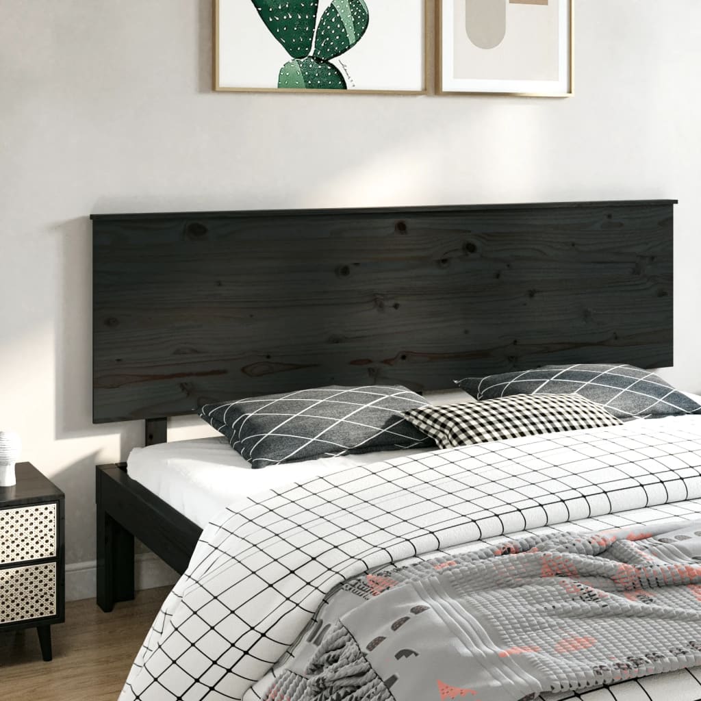 Sengegavl svart 204x6x82,5 cm heltre furu