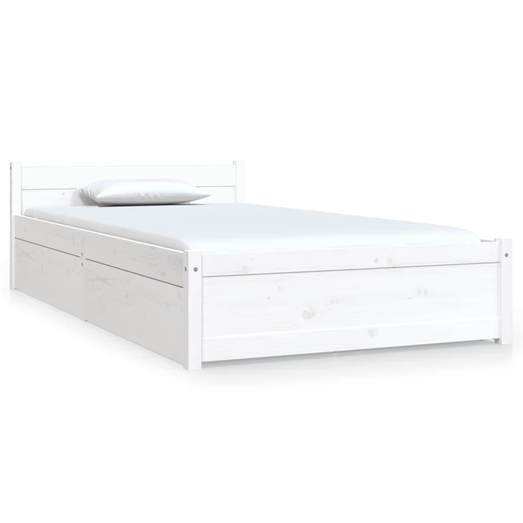 Sengeramme med skuffer hvit 90x190 cm Single