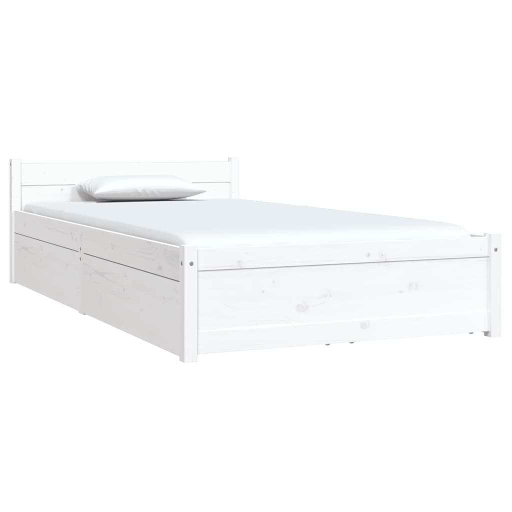 Sengeramme med skuffer hvit 90x190 cm Single