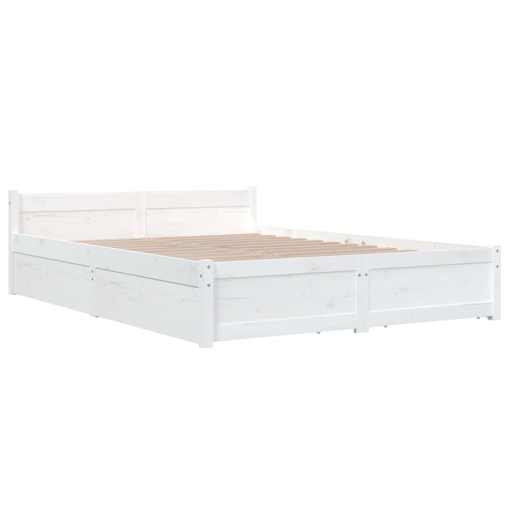 Sengeramme med skuffer hvit 135x190 cm Double