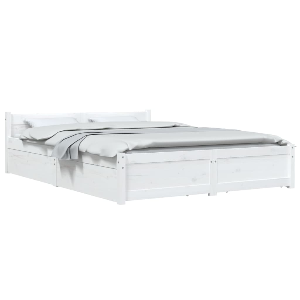 Sengeramme med skuffer hvit 140x190 cm vidaXL