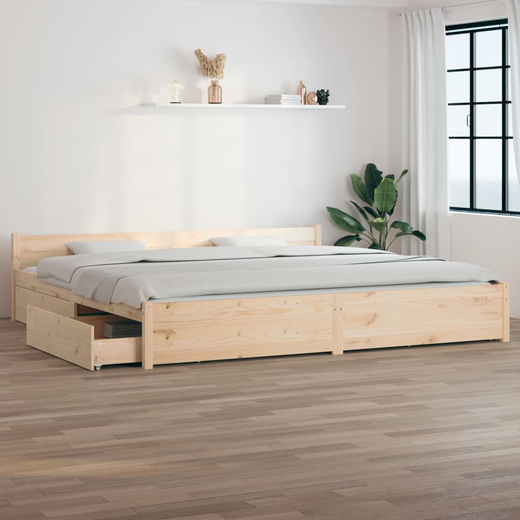 Sengeramme med skuffer 200x200 cm