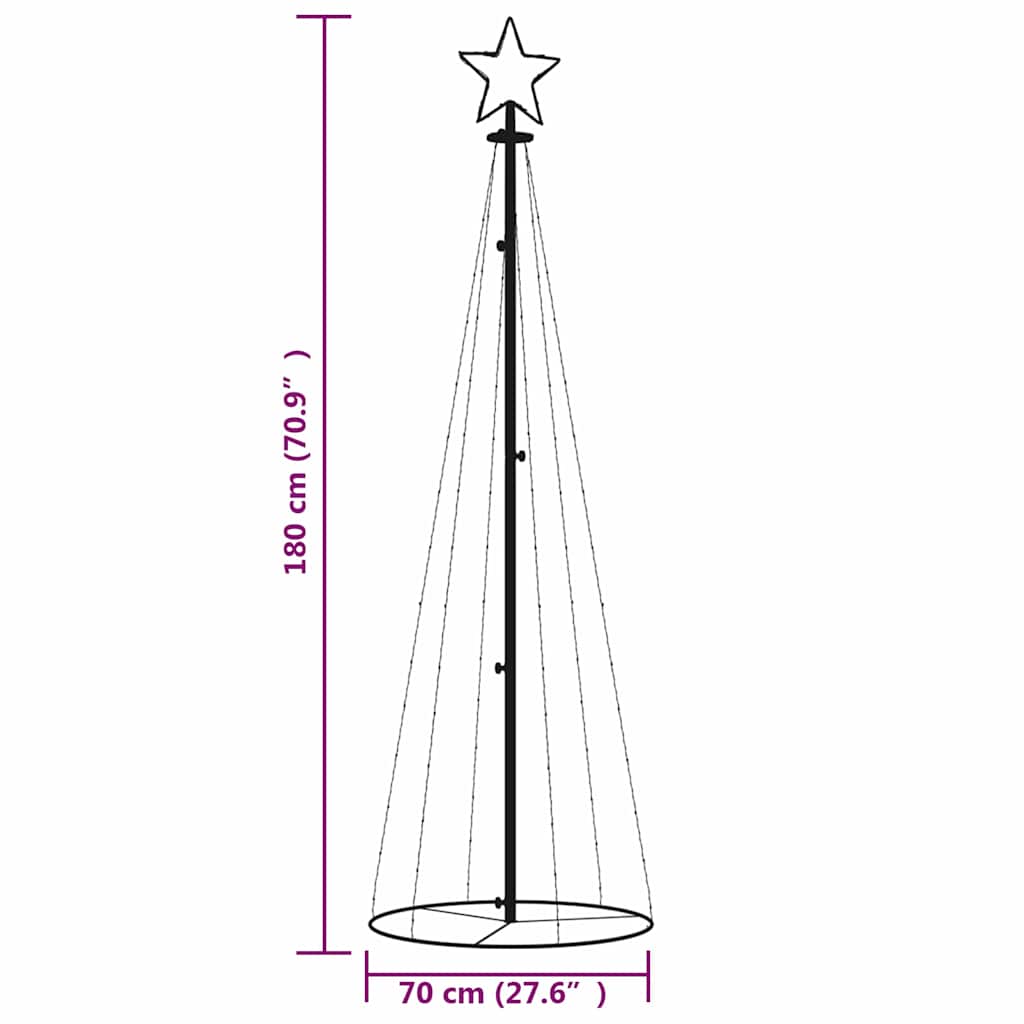 Juletre kjegleformet varmhvit 108 lysdioder 70x180 cm