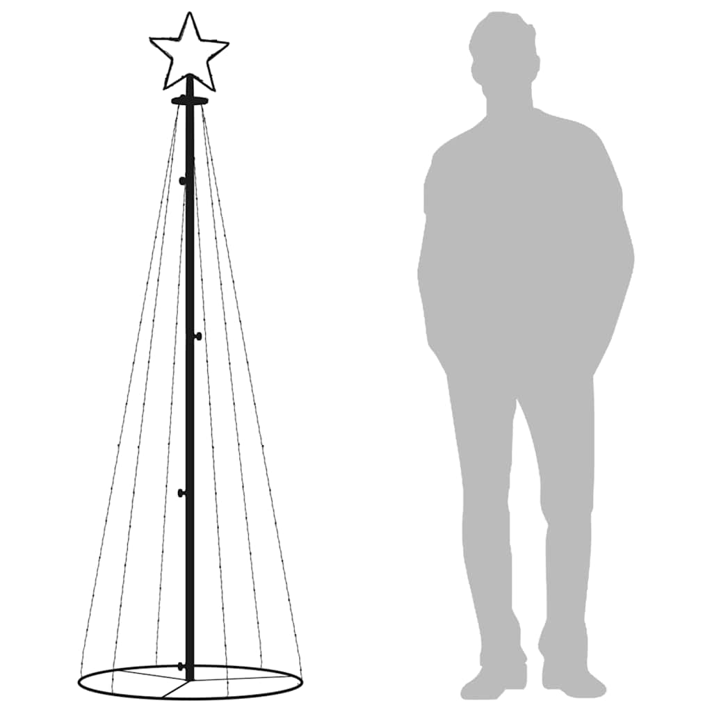 Juletre kjegleformet fargerik 108 lysdioder 70x180 cm