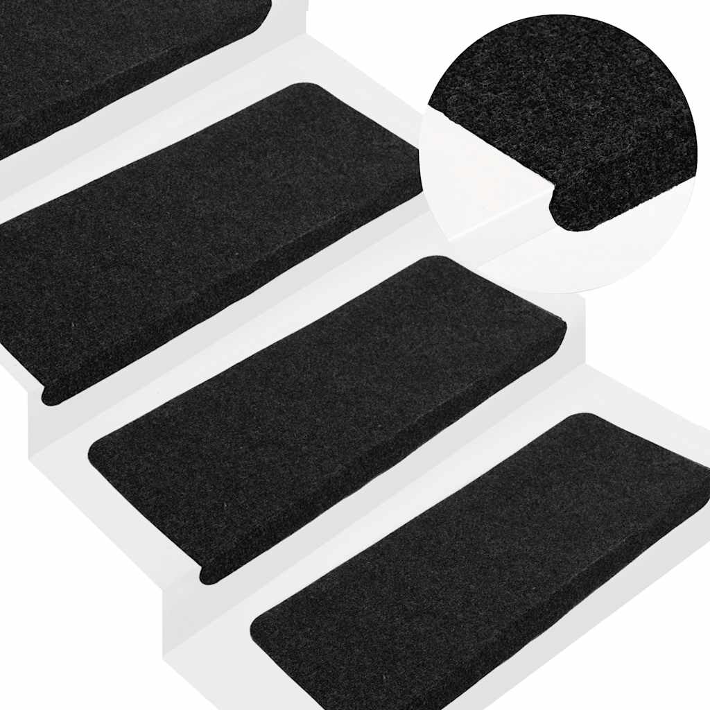 Selvklebende trappematter 15 stk 65x24,5x3,5 cm svart