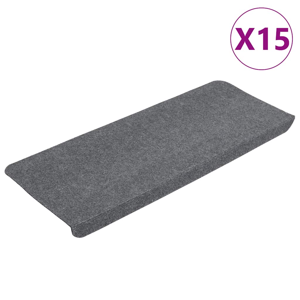 Selvklebende trappematter 15 stk 65x24,5x3,5 cm grå