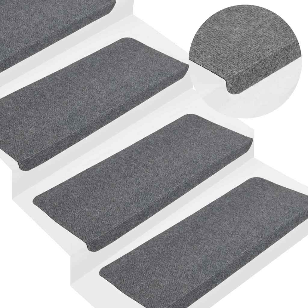 Selvklebende trappematter 15 stk 65x24,5x3,5 cm grå