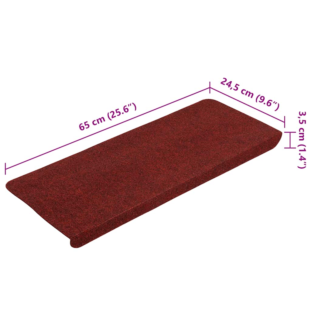 Selvklebende trappematter 15 stk 65x24,5x3,5 cm rød
