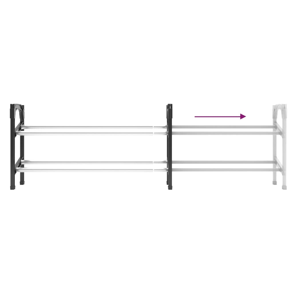 Uttrekkbart skostativ med 2 hyller 119x24x37 cm