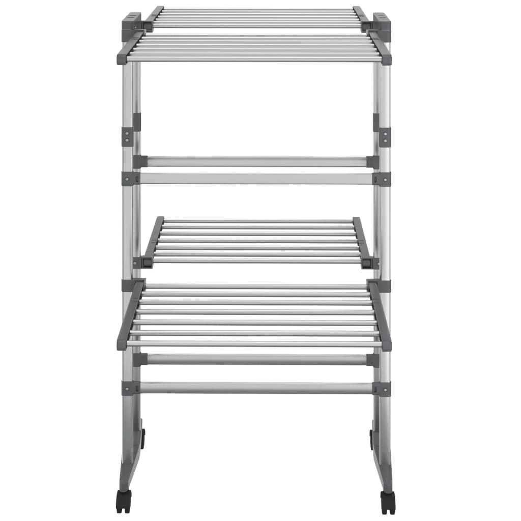Tørkestativ med hjul 2 etasjer sølv 60x70x106 cm