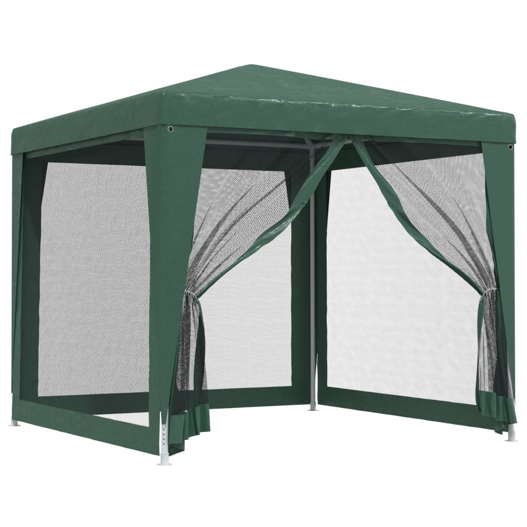 Festtelt med 4 sidevegger av netting grønn 2,5x2,5 m HDPE
