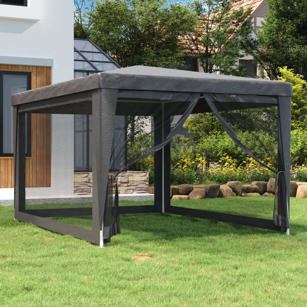 Festtelt med 4 sidevegger av netting antrasitt 3x4 m HDPE vidaXL