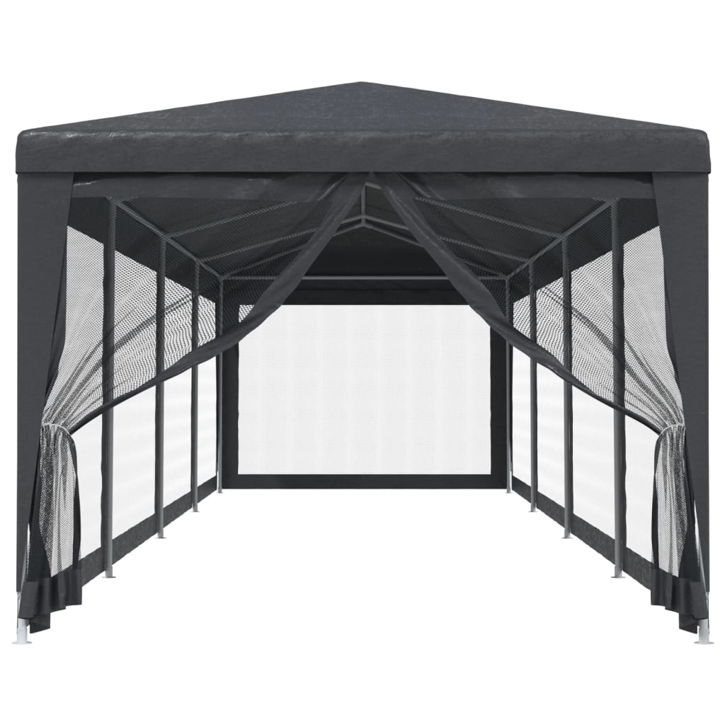 Festtelt med 10 sidevegger av netting antrasitt 3x12 m HDPE vidaXL