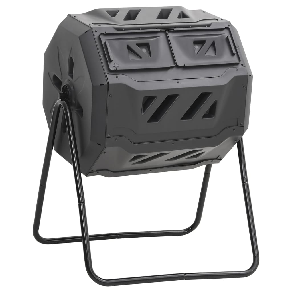 Kompostbeholder for hage svart 73x64x95 cm 160 L