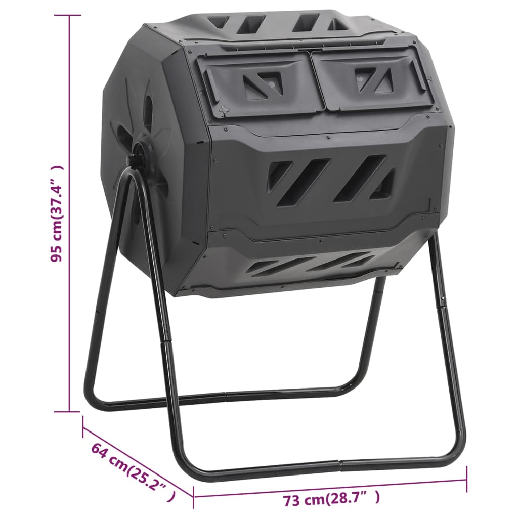 Kompostbeholder for hage svart 73x64x95 cm 160 L