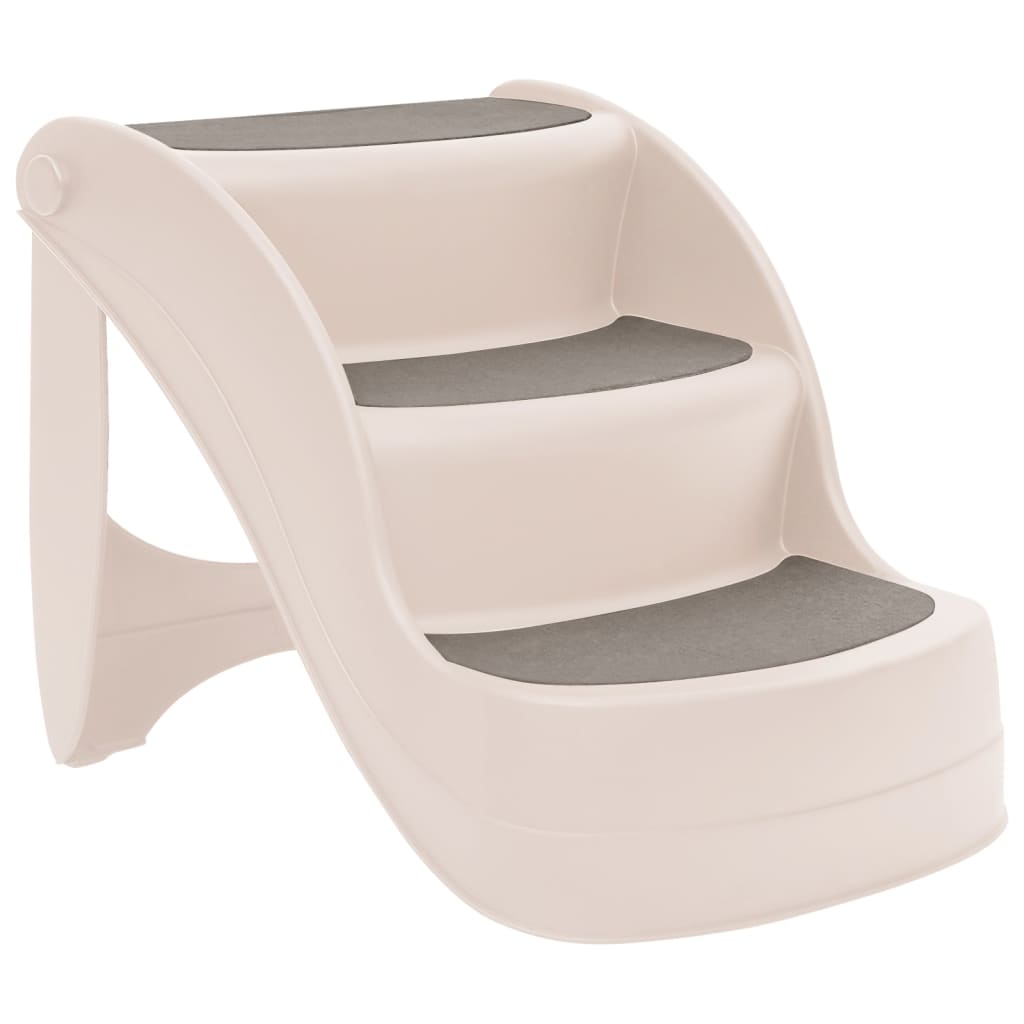 Sammenleggbar 3-trinns hundetrapp kremhvit 50x38x38 cm plast