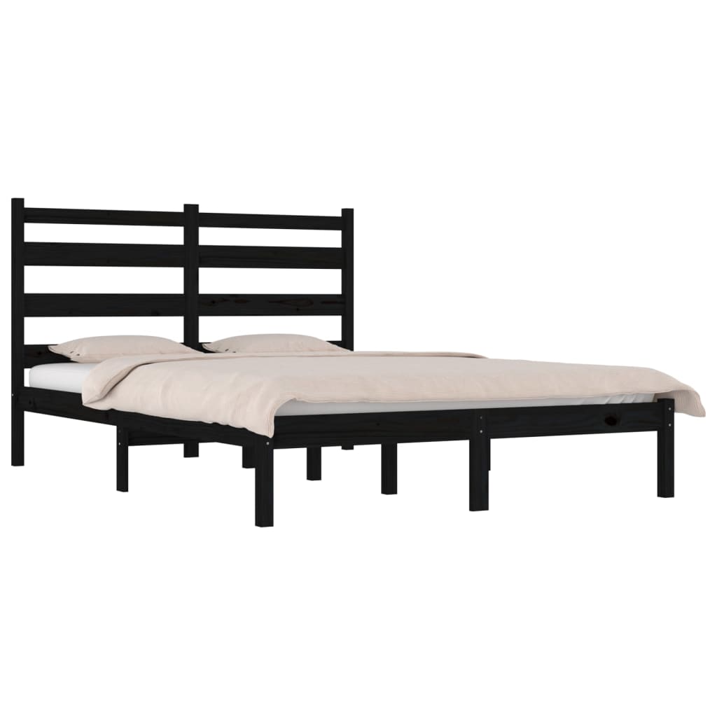Sengeramme svart heltre furu 200x200 cm
