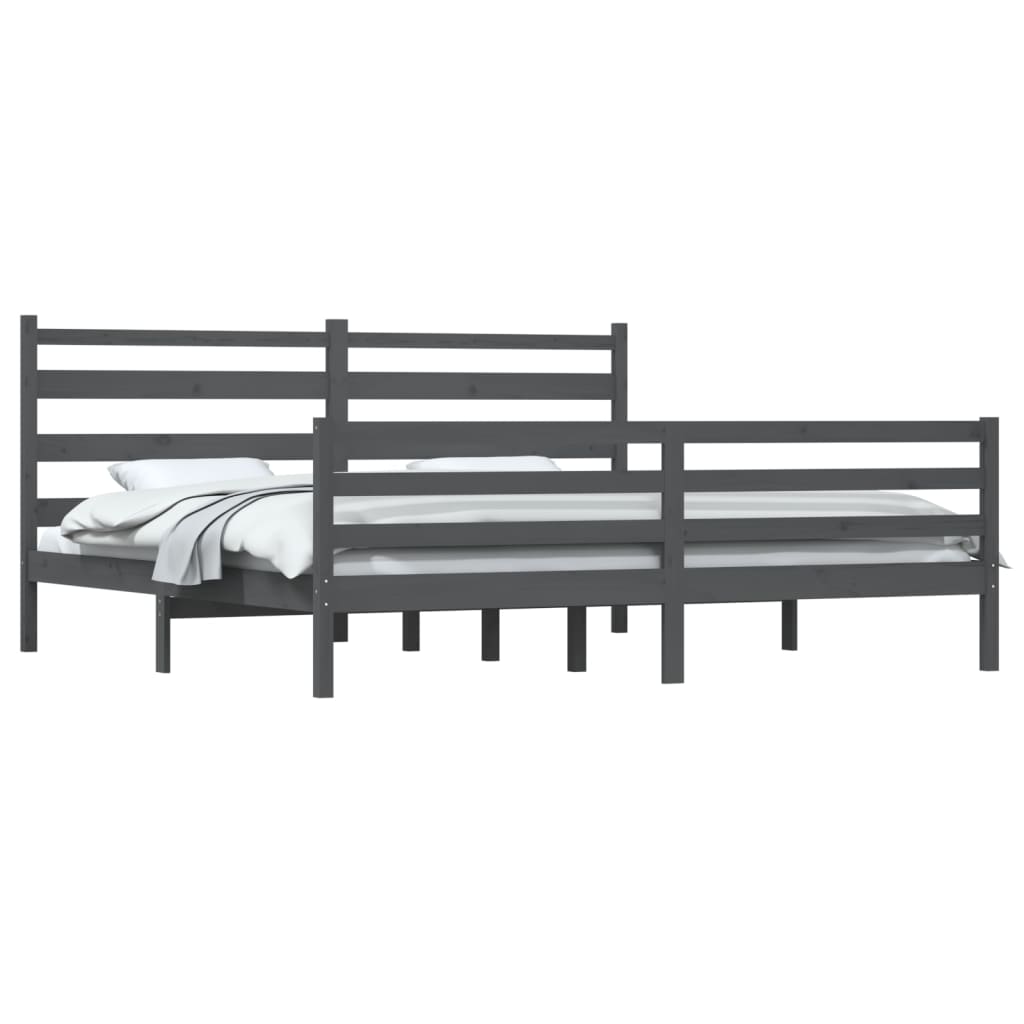 Sengeramme heltre furu 200x200 cm grå