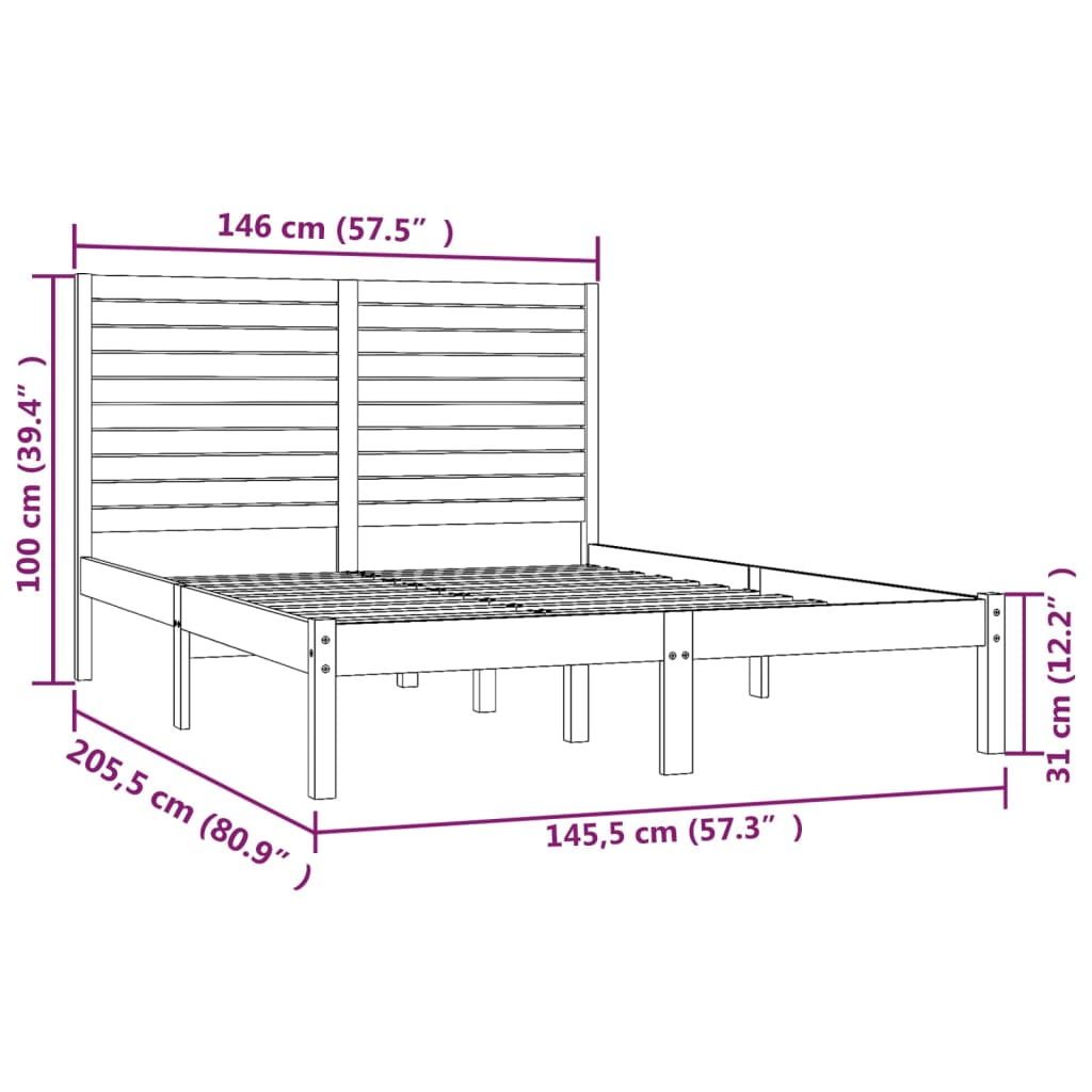 Sengeramme hvit heltre 140x200 cm