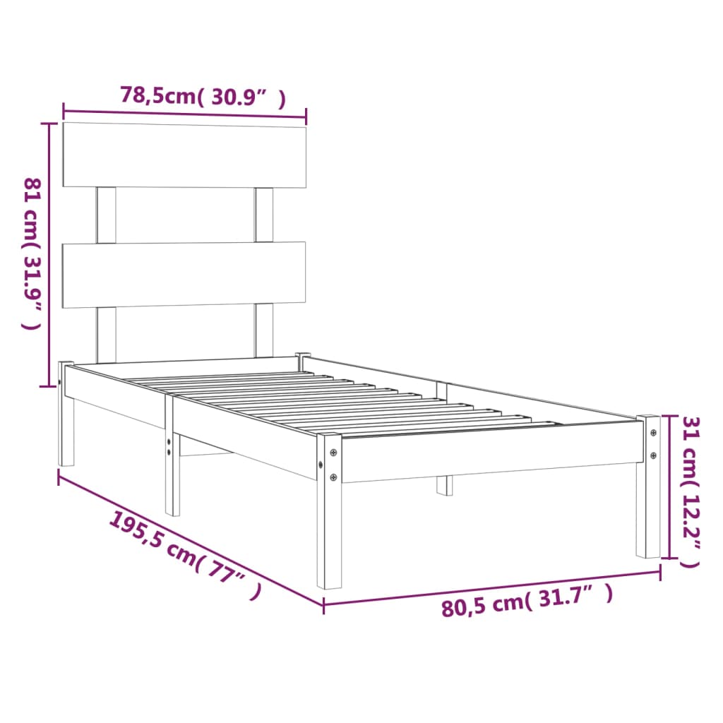 Sengeramme heltre 75x190 cm