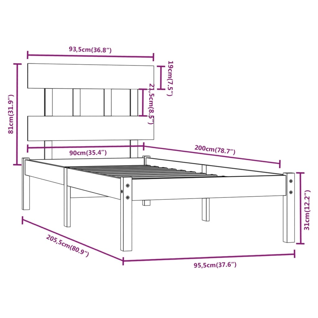 Sengeramme heltre 90x200 cm