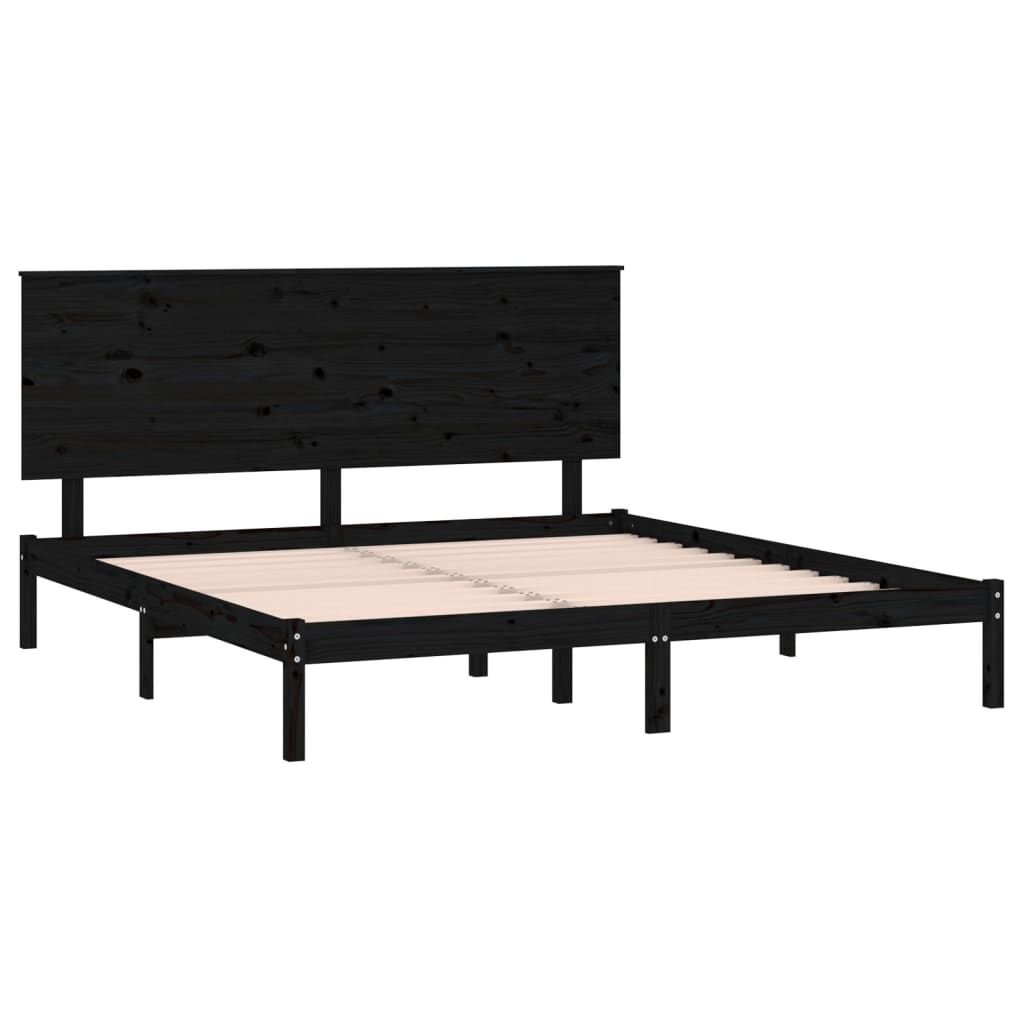 Sengeramme svart heltre furu 200x200 cm