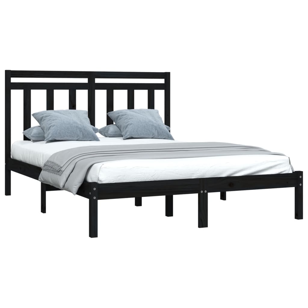 Sengeramme svart heltre 150x200 cm King Size
