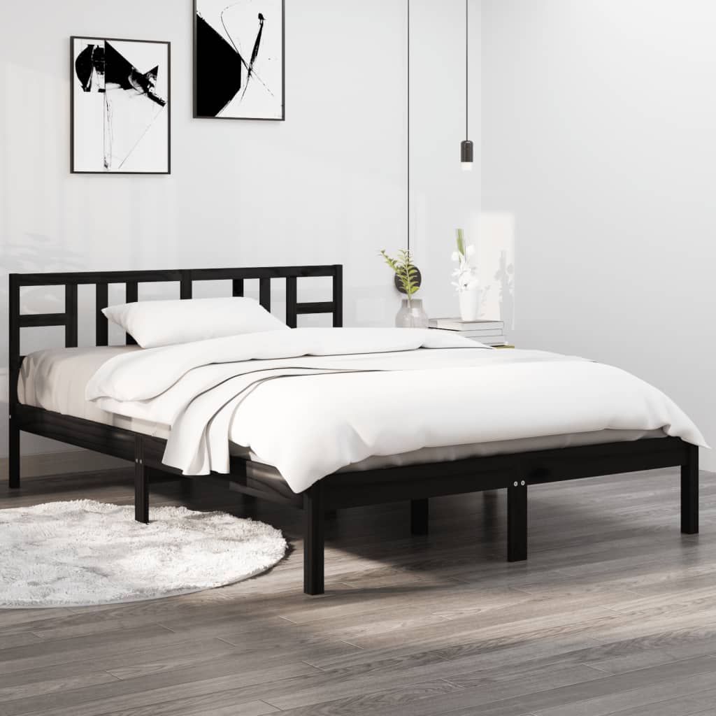 Sengeramme svart heltre 140x190 cm