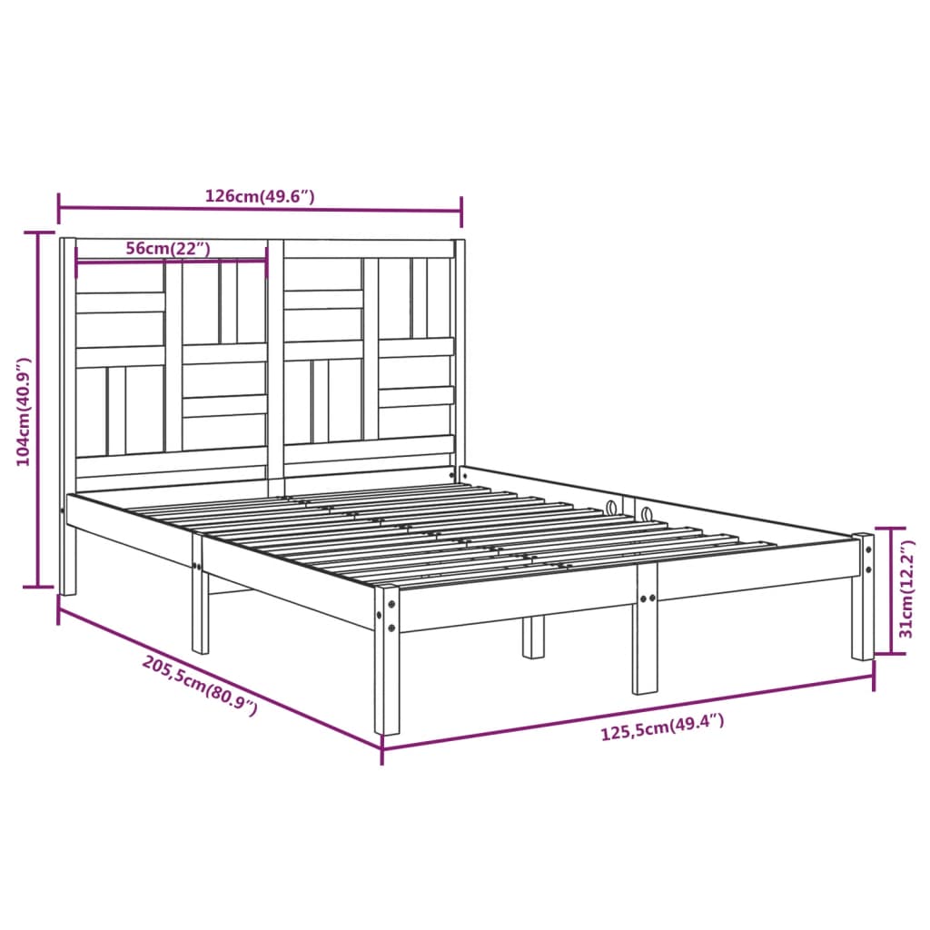 Sengeramme hvit heltre 120x200 cm
