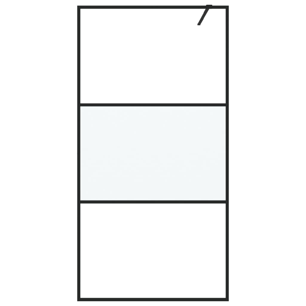 Dusjvegg svart 100x195 cm halvfrostet ESG-glass