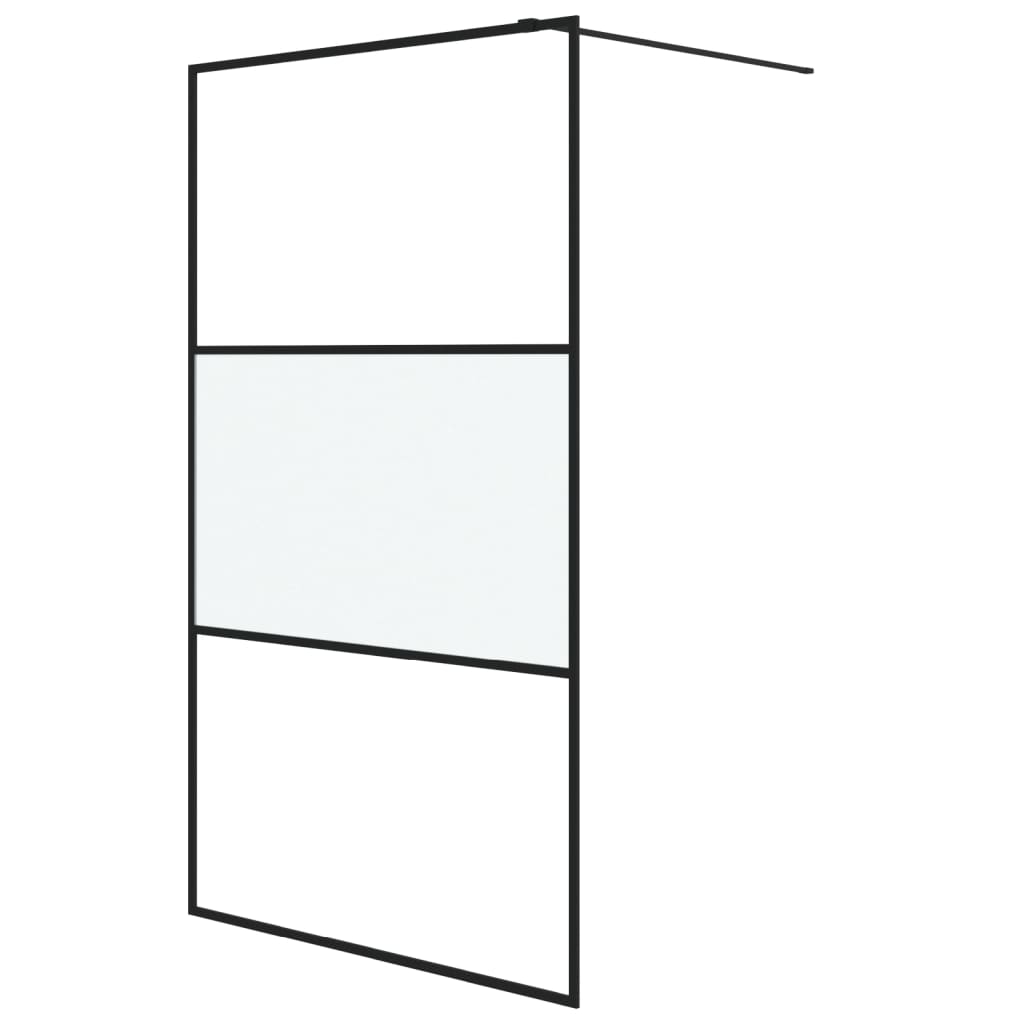 Dusjvegg svart 115x195 cm halvfrostet ESG-glass