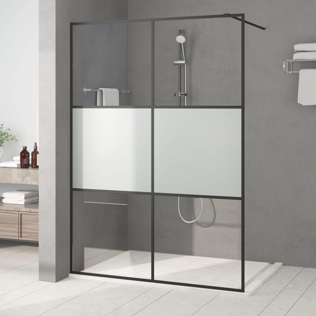 Dusjvegg svart 140x195 cm halvfrostet ESG-glass
