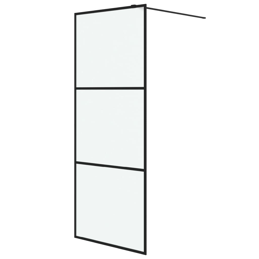 Dusjvegg svart 80x195 cm halvfrostet ESG-glass