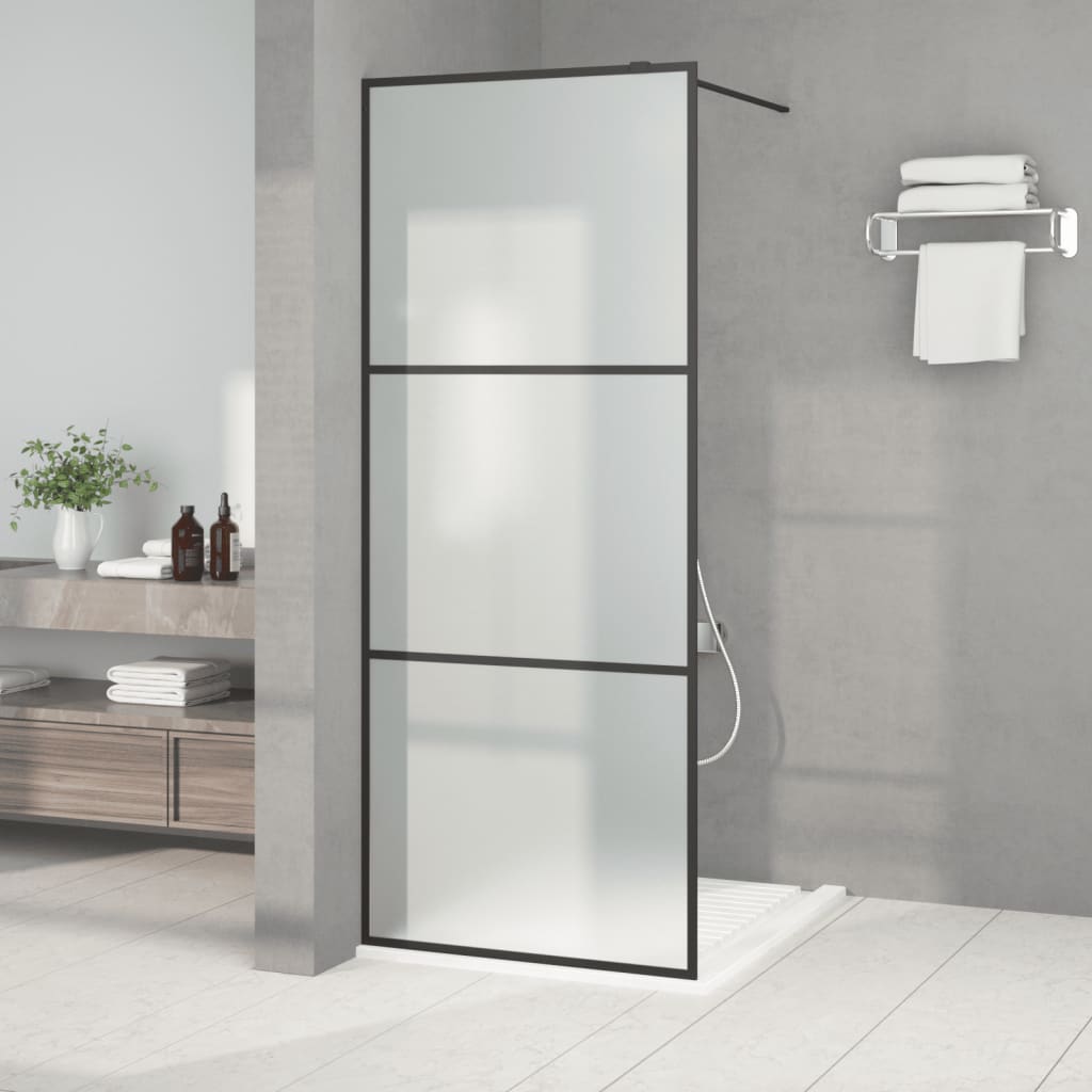 Dusjvegg svart 80x195 cm halvfrostet ESG-glass