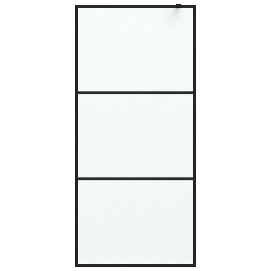 Dusjvegg svart 90x195 cm frostet ESG-glass