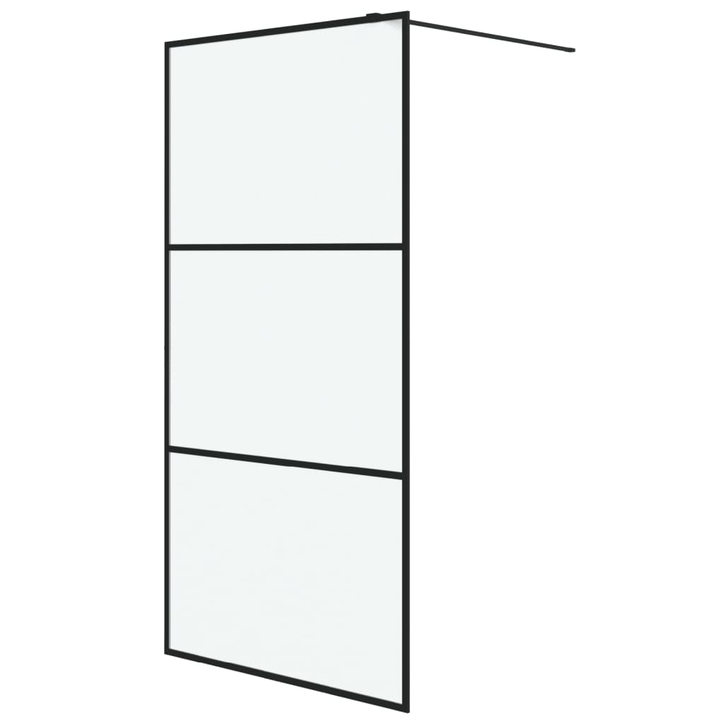 Dusjvegg svart 100x195 cm frostet ESG-glass