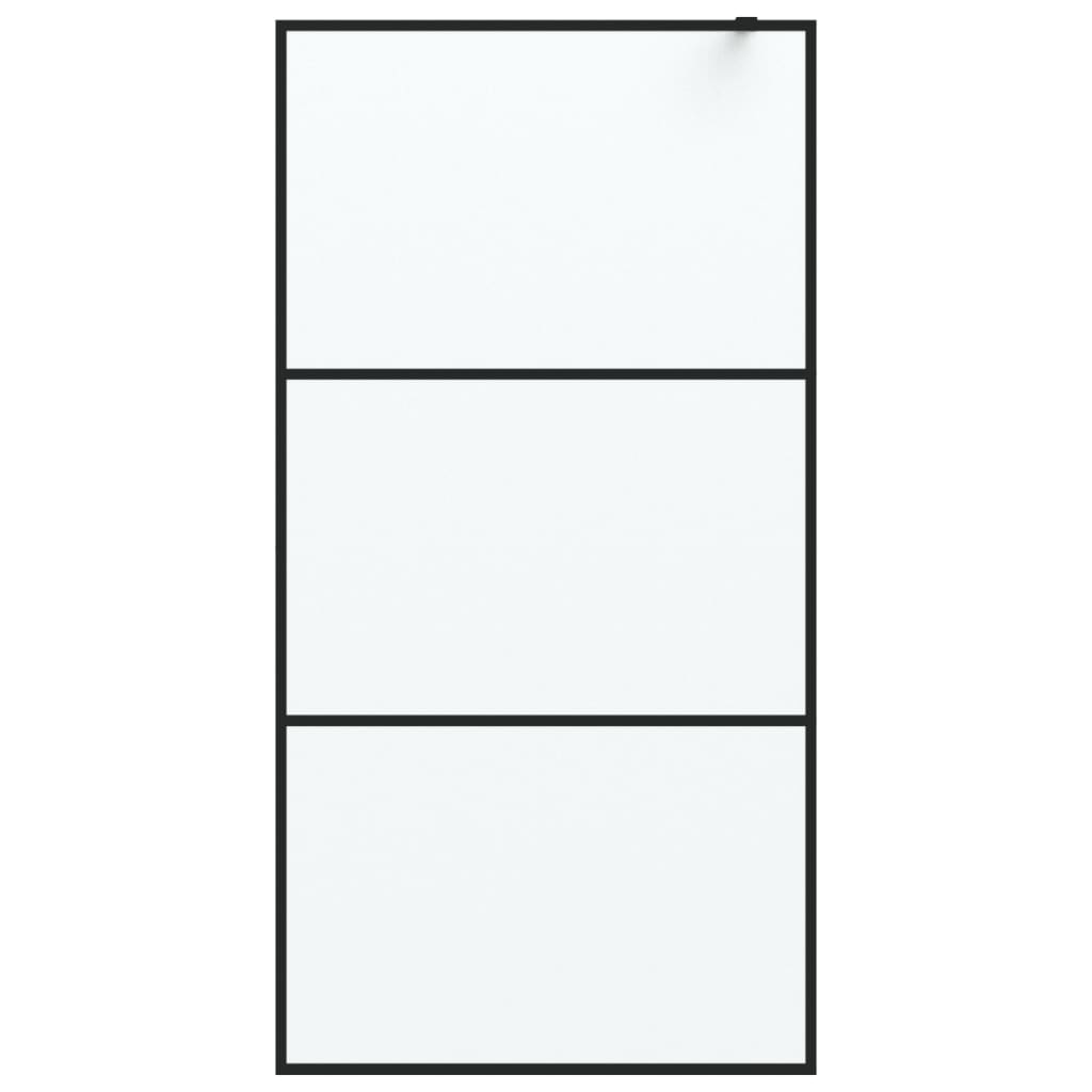 Dusjvegg svart 100x195 cm frostet ESG-glass