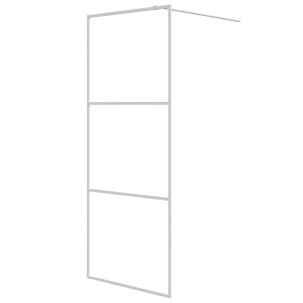 Dusjvegg hvit 80x195 cm klart ESG-glass