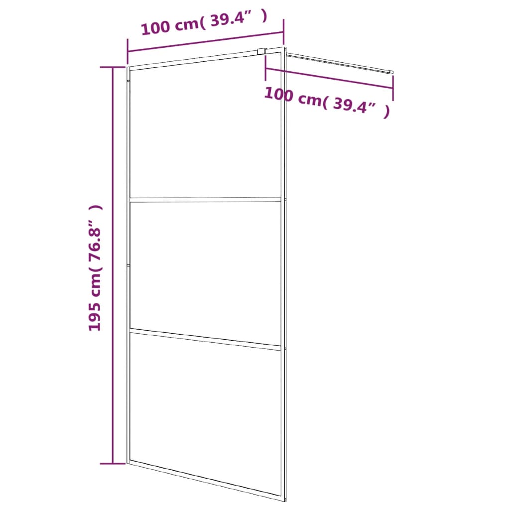 Dusjvegg hvit 100x195 cm klart ESG-glass