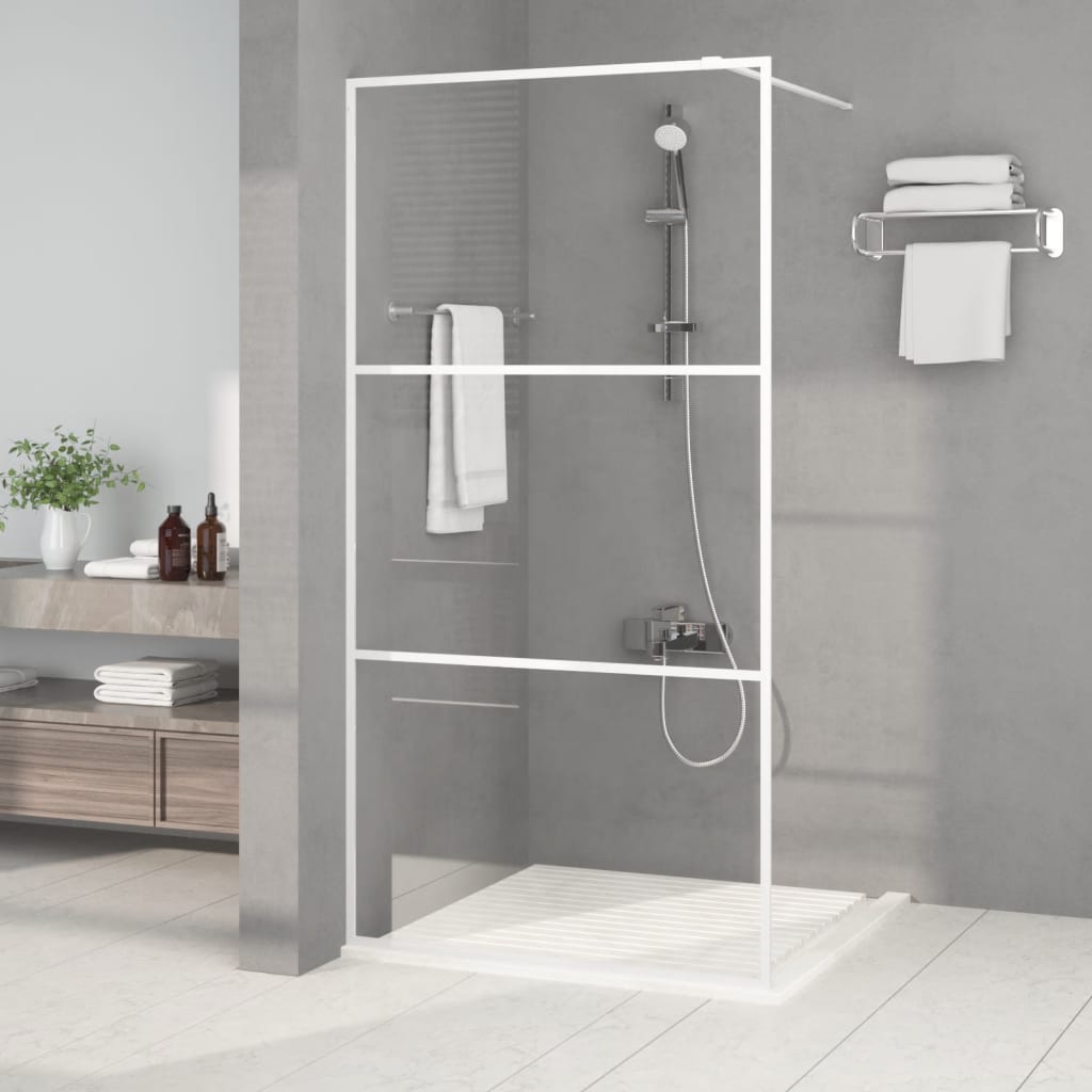 Dusjvegg hvit 100x195 cm klart ESG-glass
