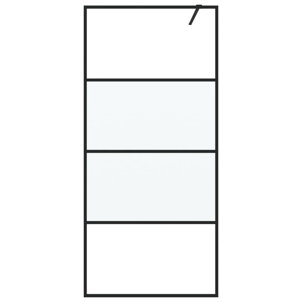 Dusjvegg svart 90x195 cm halvfrostet ESG-glass