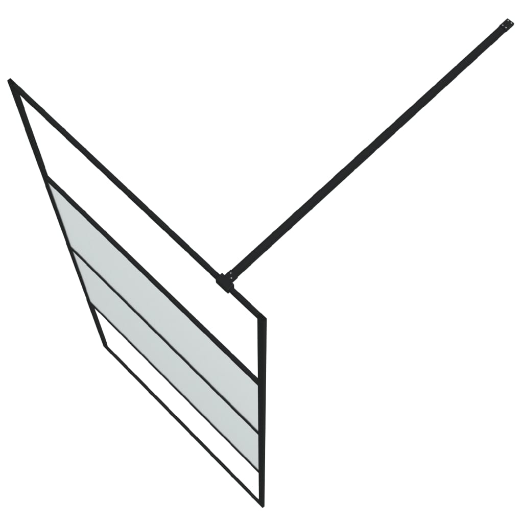 Dusjvegg svart 90x195 cm halvfrostet ESG-glass