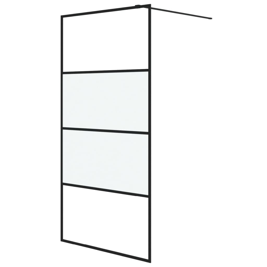 Dusjvegg svart 100x195 cm halvfrostet ESG-glass